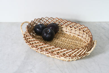 French Wicker Serving Basket, Oval