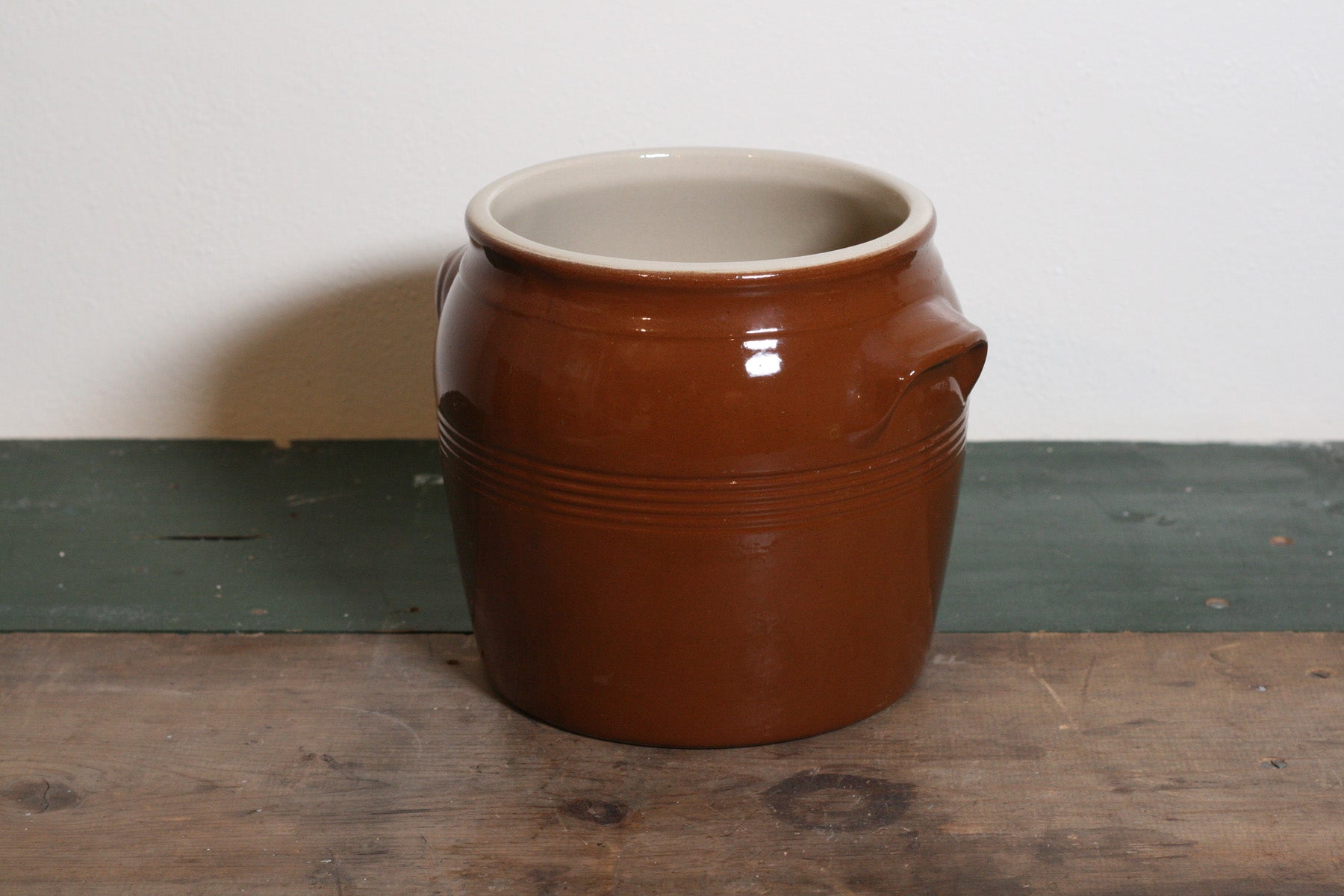 Vintage Brown Glaze Stoneware Crock