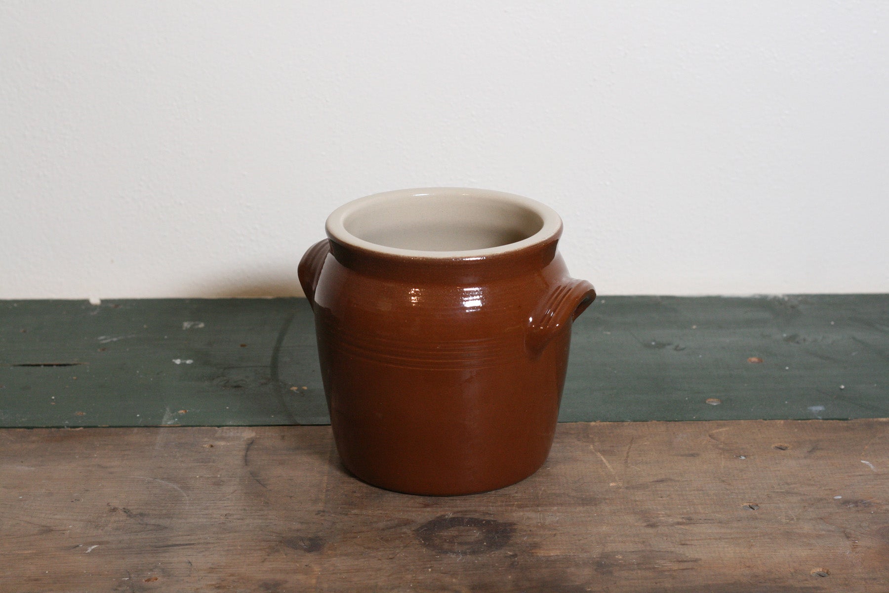 Vintage Brown Glaze Stoneware Crock