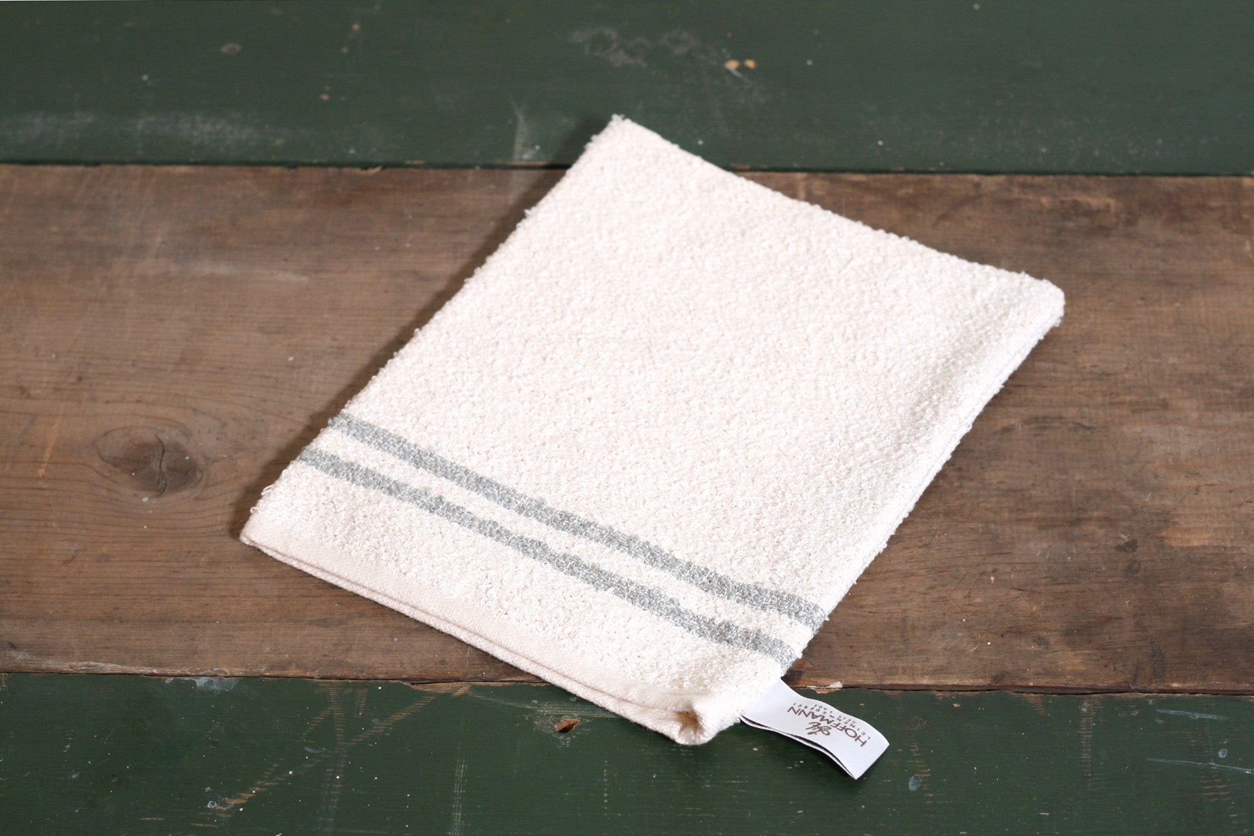 Linen & Cotton White Stripe Bath Mitt