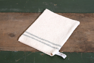 Linen & Cotton White Stripe Bath Mitt