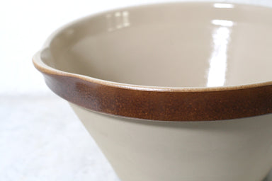 Extra Large French Stoneware Mixing Bowls, Salt Glazed Rim