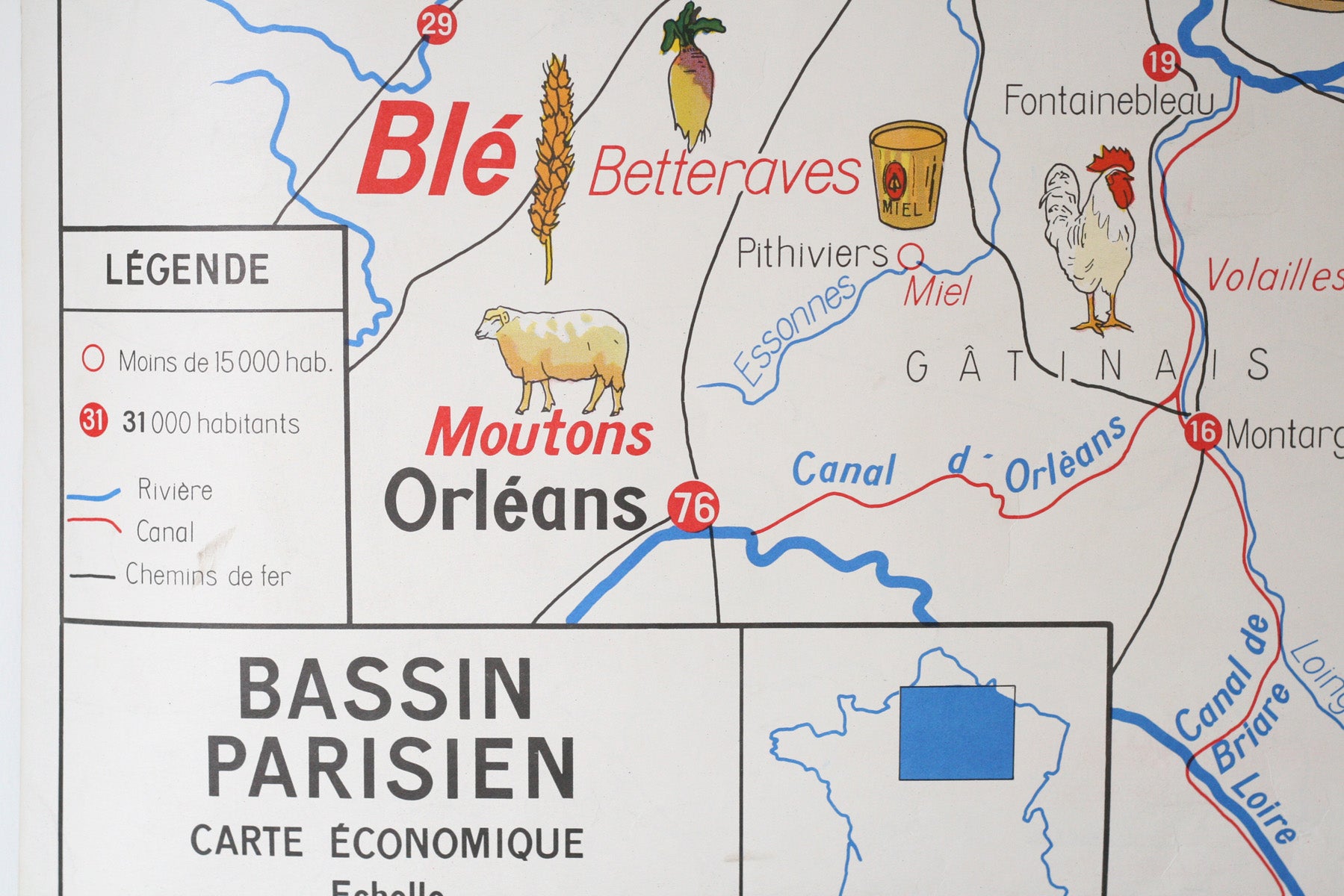Vintage French School Poster, Bassin Parisien/Normandie