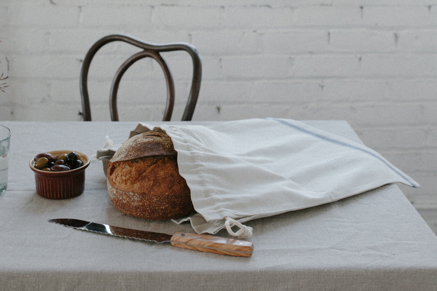 Linen Stripe Bread Bag