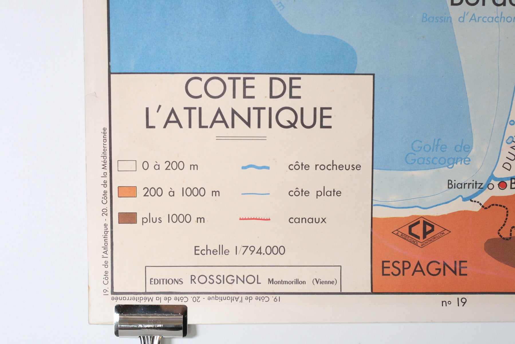 Vintage French School Poster, Côte de l'Atlantique/Côtes de la Méditerranée
