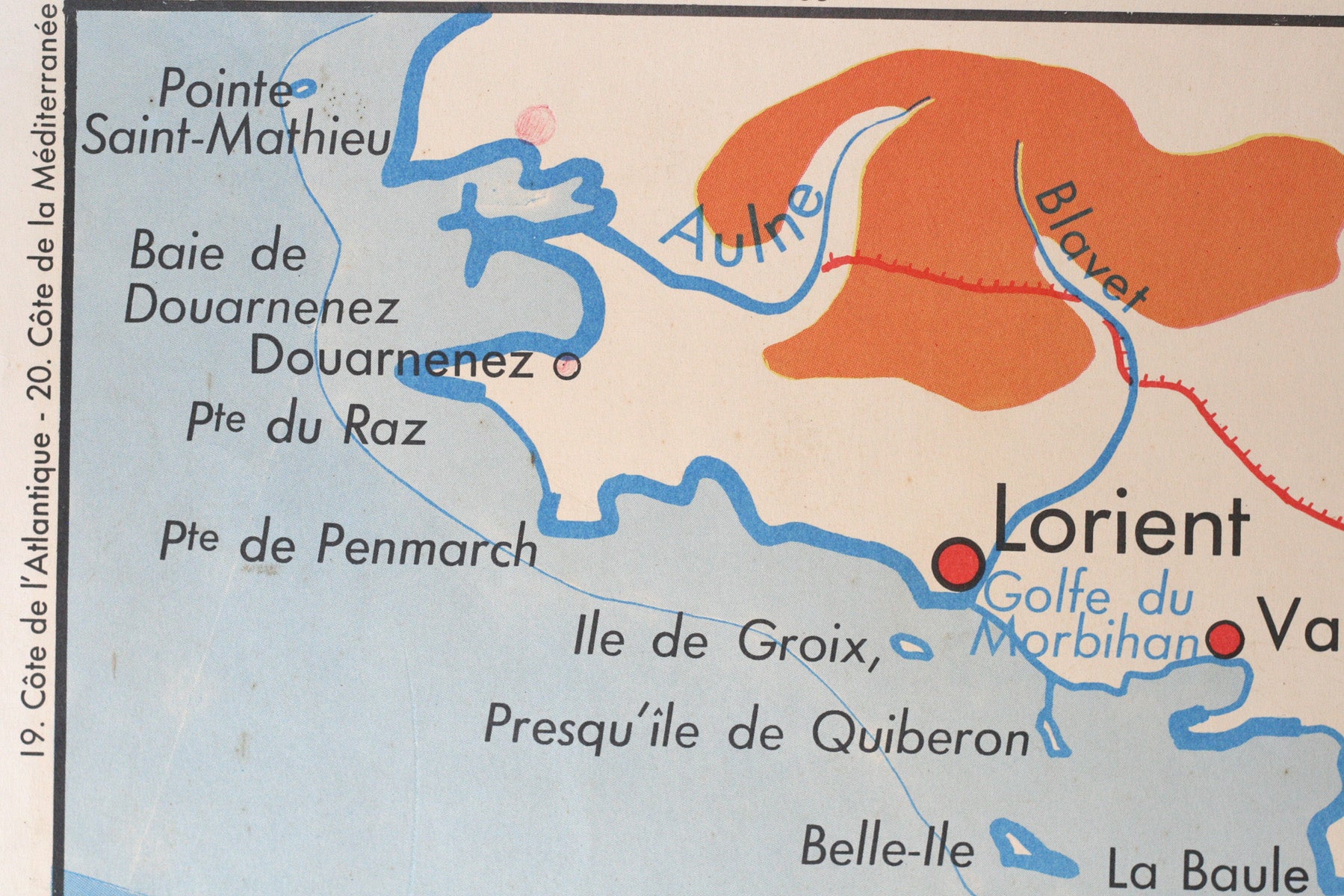 Vintage French School Poster, Côte de l'Atlantique/Côtes de la Méditerranée
