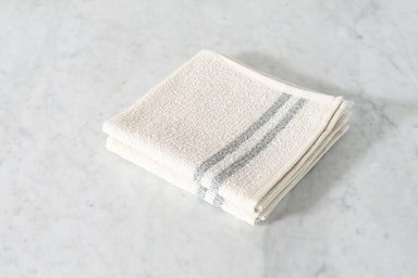 Linen & Cotton White Stripe Washcloth, Set of Two