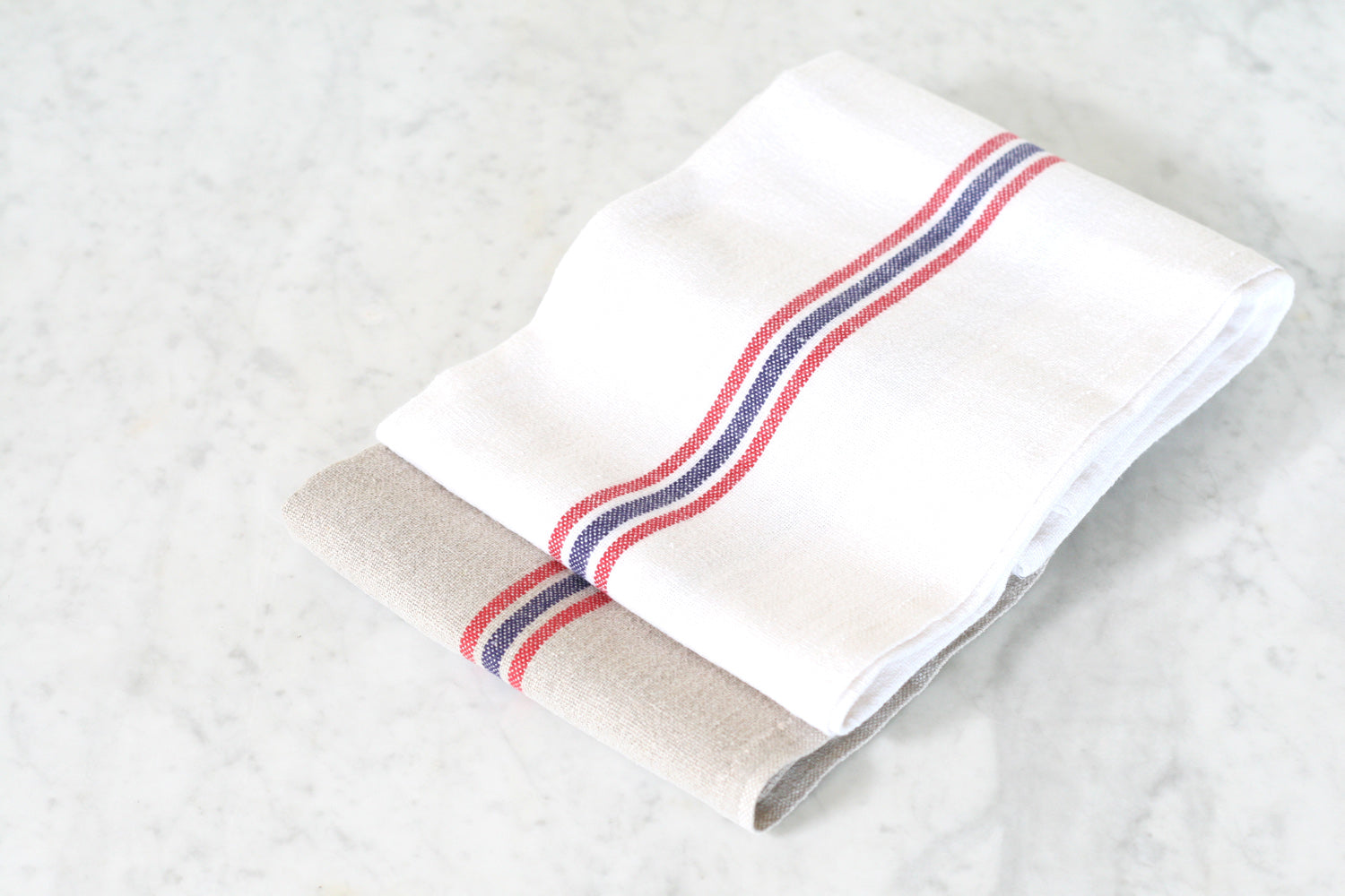 French Country Stripe Linen Dish Towel Set of 3