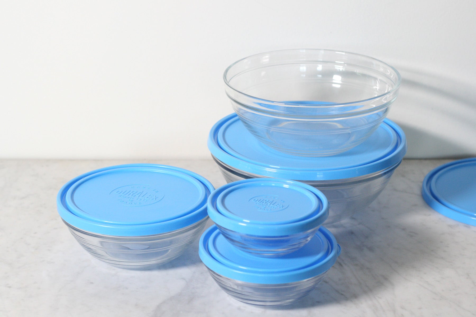 Duralex Lys Clear Stackable Bowls with Lids, Set of 5