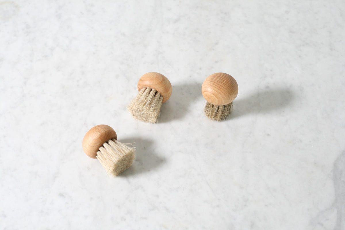 Redecker Mushroom Brush Set, Oiled Beechwood Handles, Natural Pig and Horsehair Bristles, Gently and Thoroughly Clean Mushrooms Without Water, Made