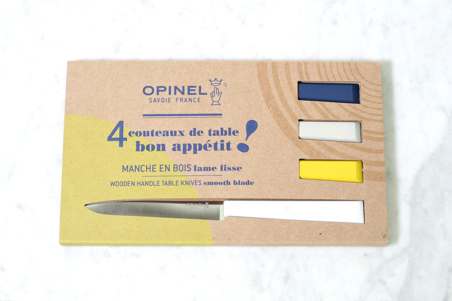 Opinel Olive Wood Table Steak Knives (Set of 4), Made in France