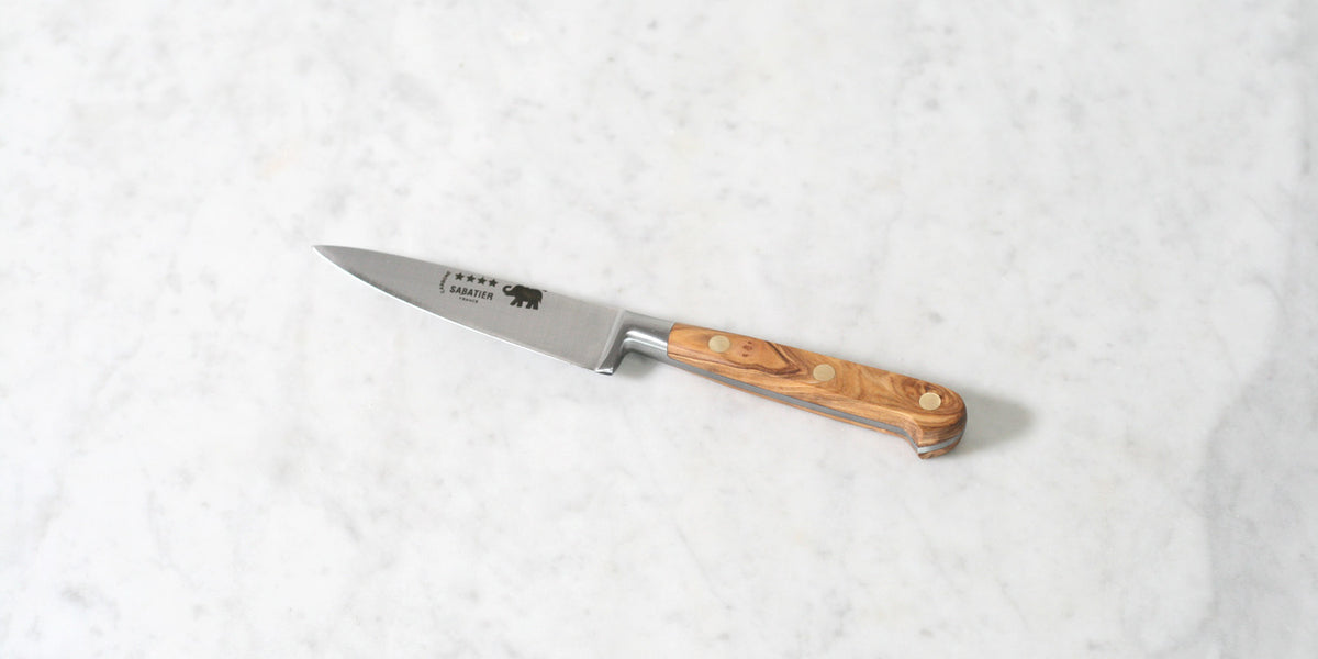 Sabatier 4 Paring Knife Carbon Steel with Olivewood Handle — Flotsam + Fork